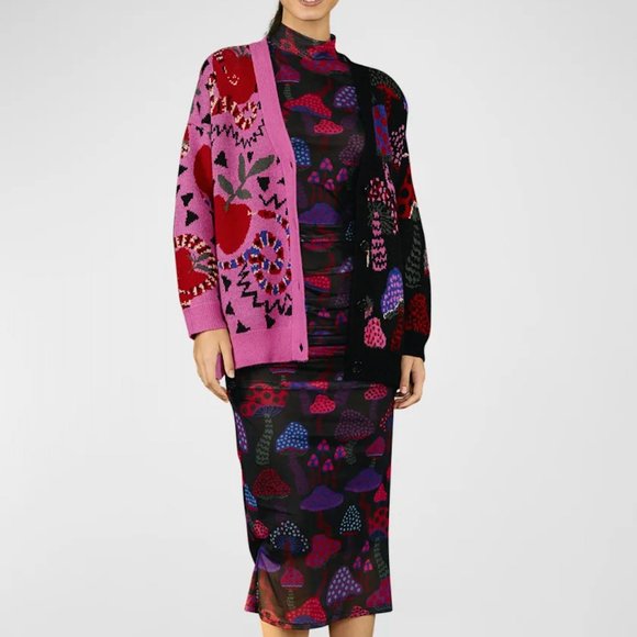 Farm Rio Mixed Snake Mushroom Cardigan - Picture 2 of 6